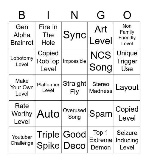 GD Bingo Card