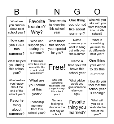 Therapy Bingo Card