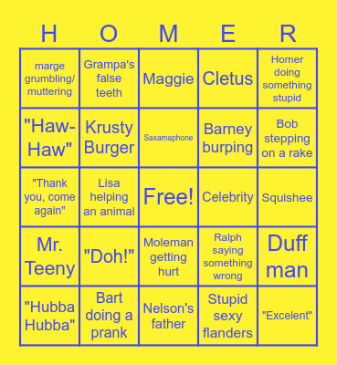 Simpson bingo! Bingo Card
