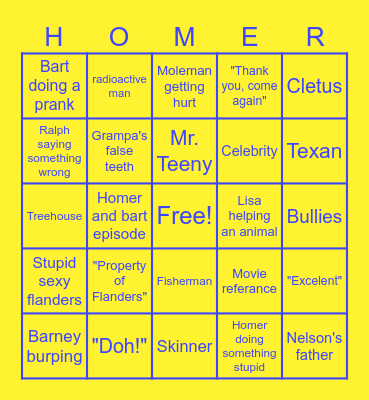 Simpson bingo! Bingo Card