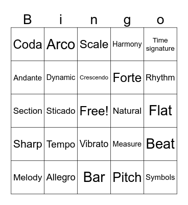 Vocab Bingo Card