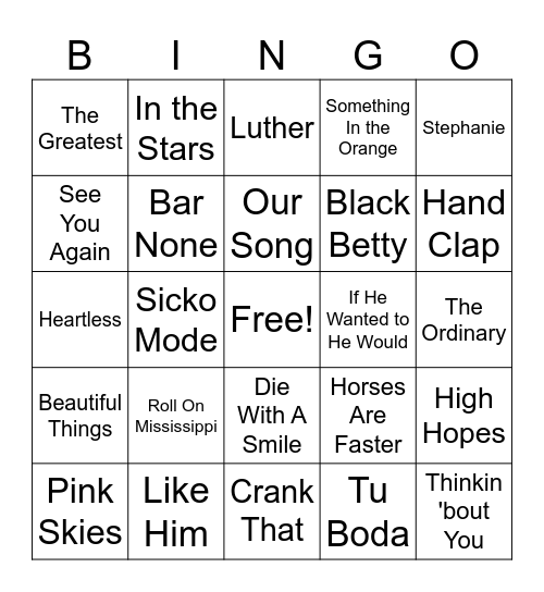 Clement - Soundtrack of My Life Bingo Card