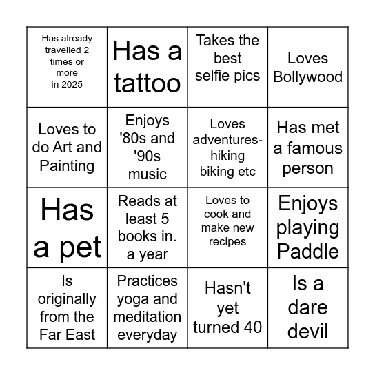 Find a FRIEND who.... Bingo Card