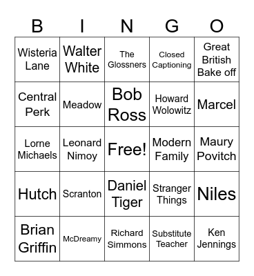TRingo! TV #7 Bingo Card