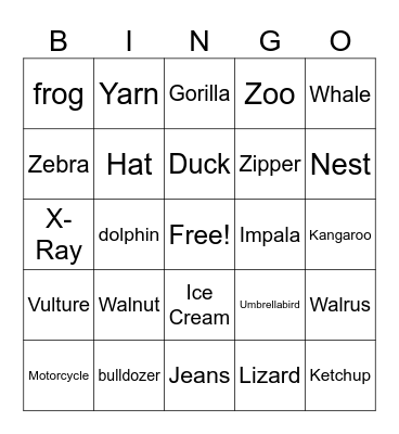 Let's PLAY Bingo Card