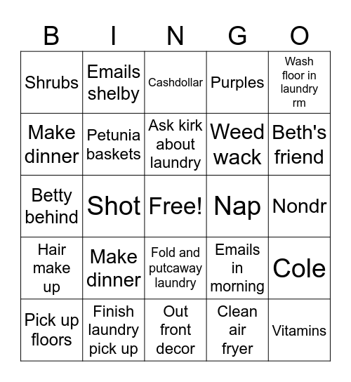 TunihhtBingo Card