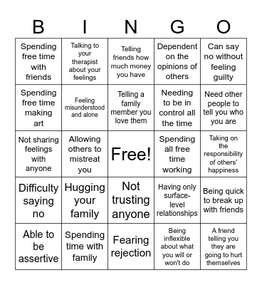 Boundaries Bingo Card