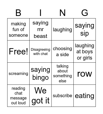 Bingo Bingo Card