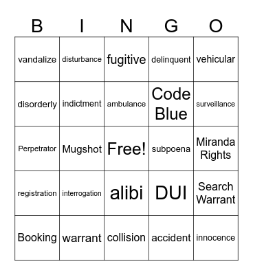 POLICE BINGO Card