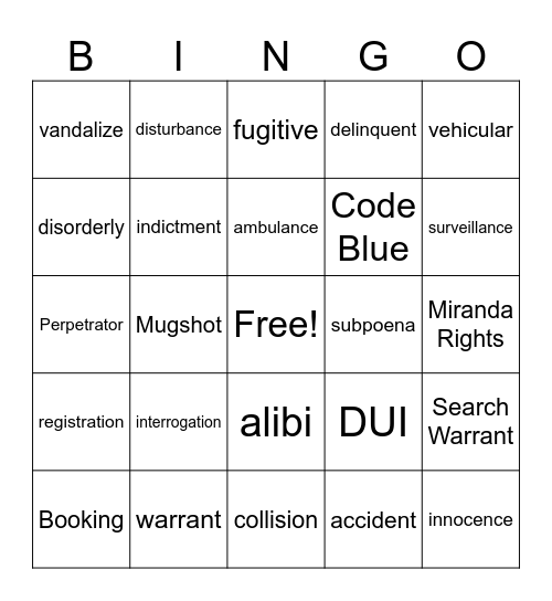 POLICE BINGO Card
