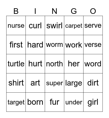 R Controlled Voels Bingo Card