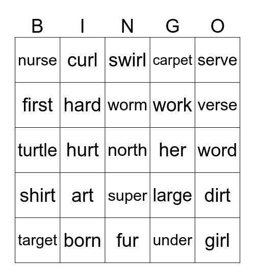 R Controlled Voels Bingo Card