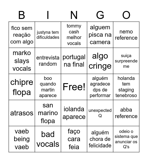 eurobisao Bingo Card