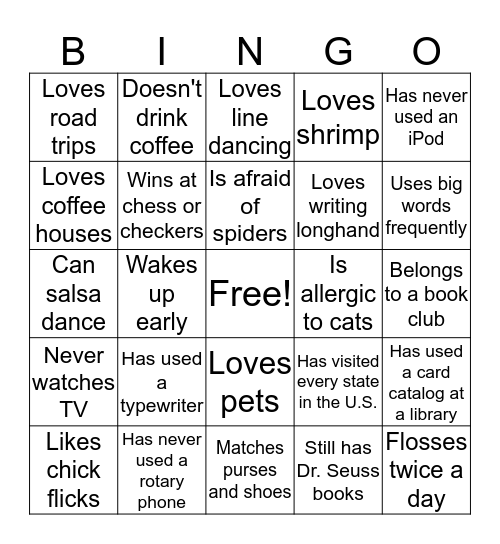 People Bingo Card