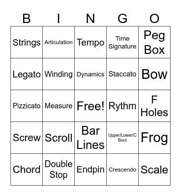 Orchestra Terms Bingo Card