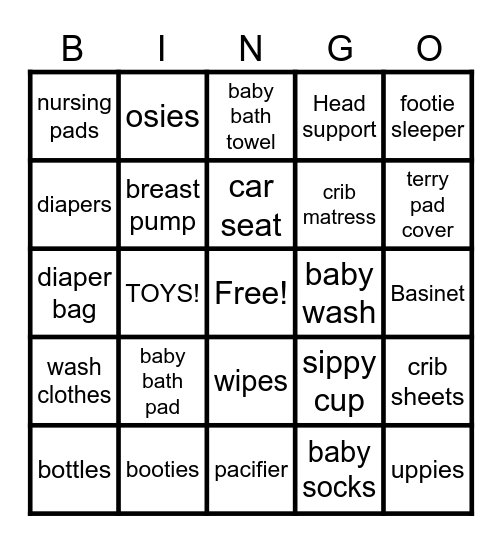 BABY SHOWER! Bingo Card