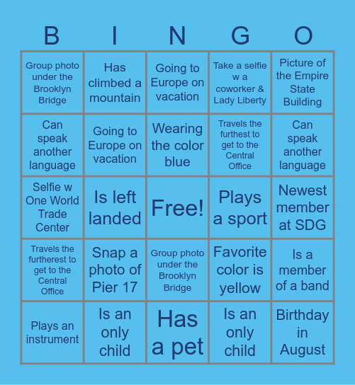 Build Your Coworker Knowledge Bingo Card