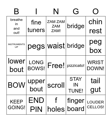 orchestra  bingo Card