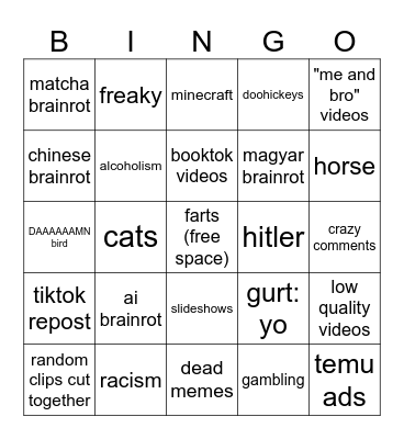 insta reels bingo Card