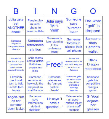 RETREAT BINGO Card