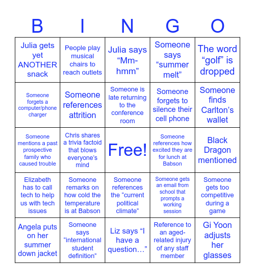 RETREAT BINGO Card