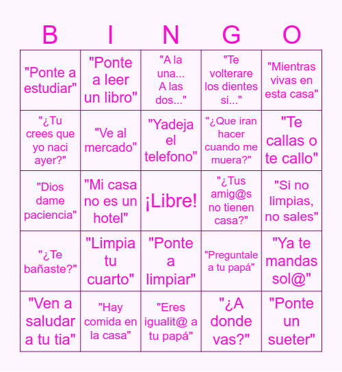 FRASES DE MI MAMÁ Bingo Card