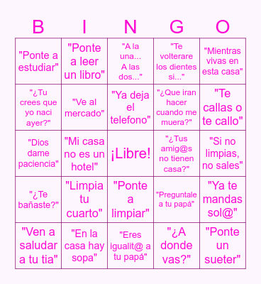 FRASES DE MI MAMÁ Bingo Card
