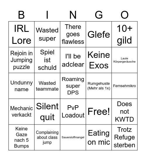 LFG 1 Bingo Card
