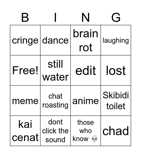 Tiktok Bingo Card