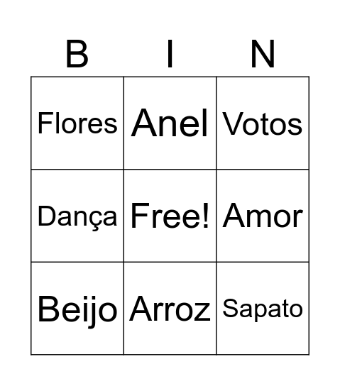 bingo da noiva Bingo Card
