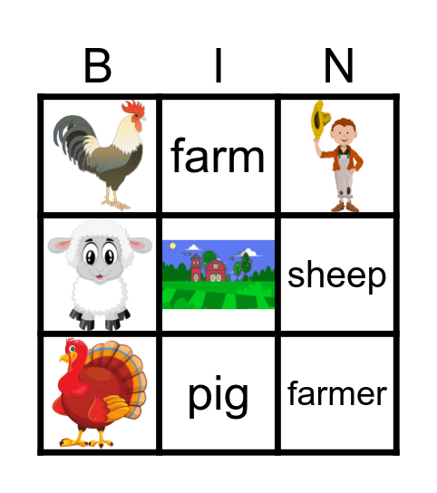 Old McDonald Memory Bingo Card