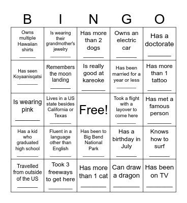 Ian and Marlena's Wedding Guest BINGO Card