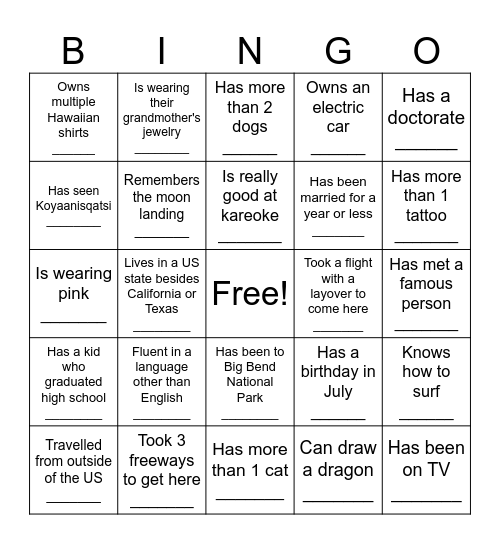 Ian and Marlena's Wedding Guest BINGO Card