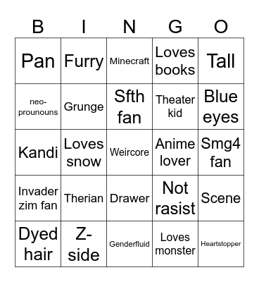 How simular are u to me Bingo Card