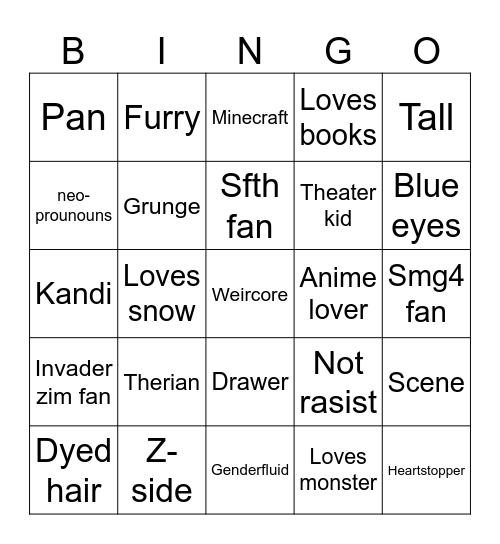 How simular are u to me Bingo Card