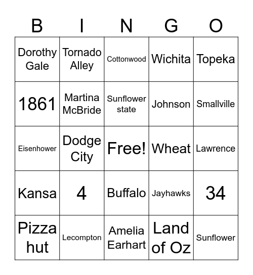 Kansas Facts Bingo Card
