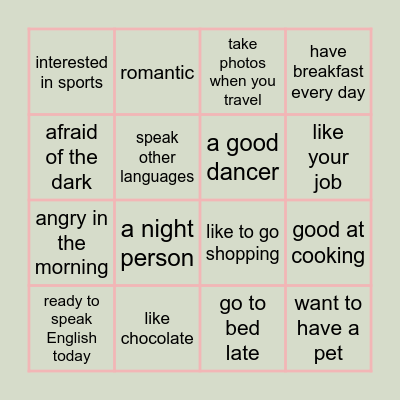 Are you vs. Do you Bingo Card