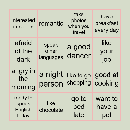 Are you vs. Do you Bingo Card