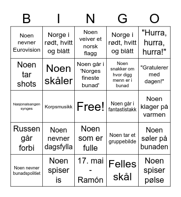 17. mai bingo Card