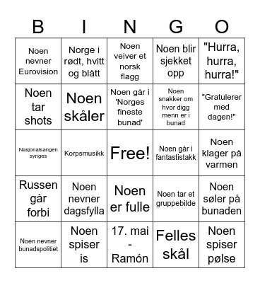 17. mai bingo Card