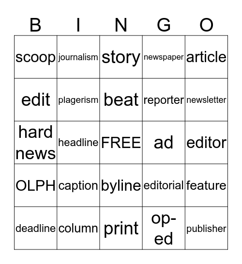 Journalism Bingo Card