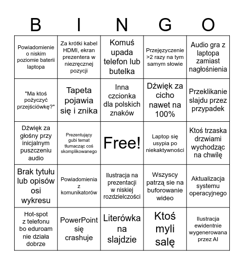 Wpadki Bingo Card