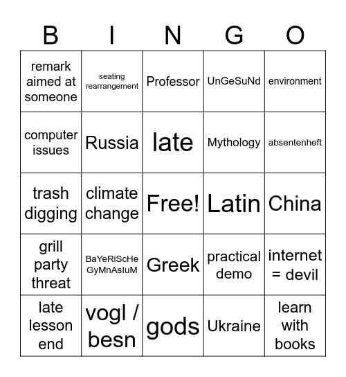 Fr Grill Bingo Card