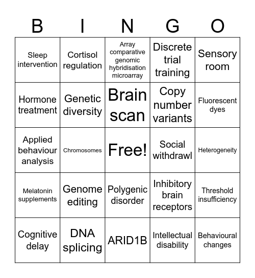 Autism Bingo Card