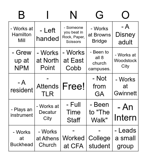 LE Bingo Card