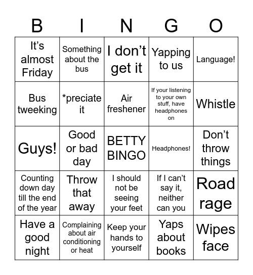 Betty bingo Card