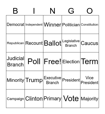 Election Day Bingo Card