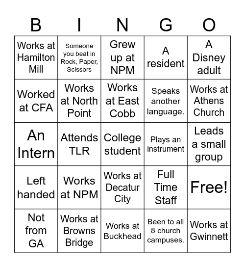 NPLE BINGO Card