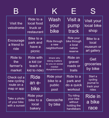 #yegbikemonth Bingo! Bingo Card