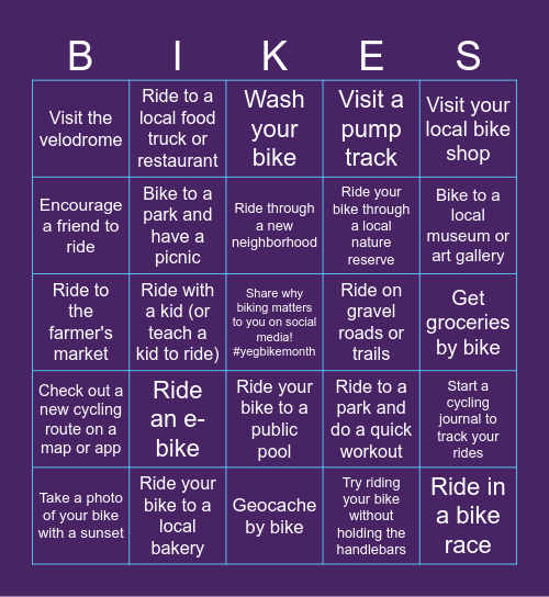 #yegbikemonth Bingo! Bingo Card